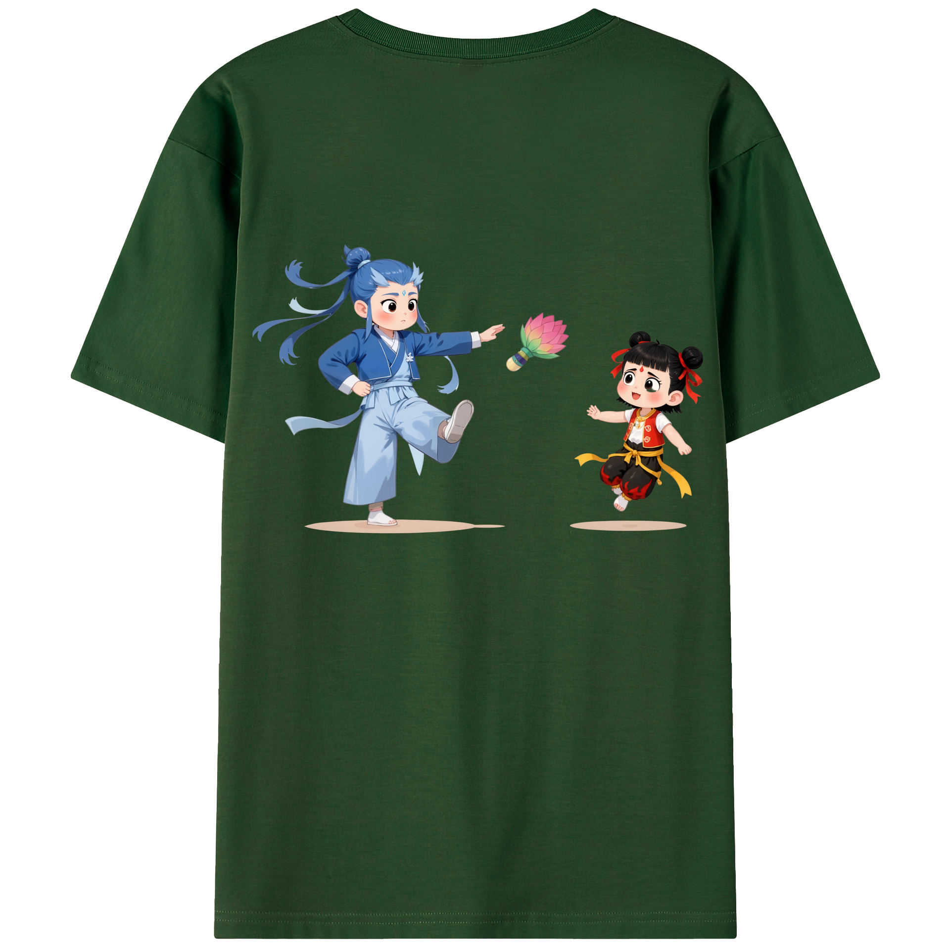 （画像用） Ne Zha 2 ナタ 魔童の大暴れ 綿100％半袖Tシャツ（背面プリント）